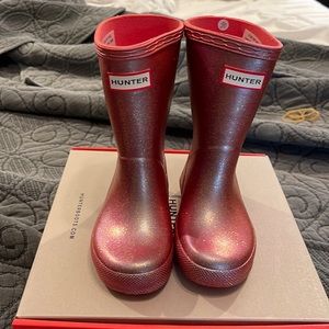 NEW IN BOX Hunter kids sz 8 first classic supernova rain boots in rhythmic pink